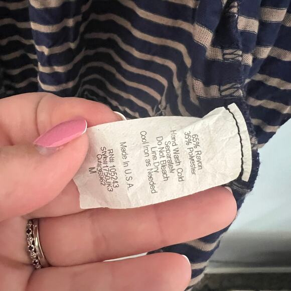 H.I.P. Striped Roll Tab Sleeve Open Front Cardigan Size Medium - Picture 5 of 6